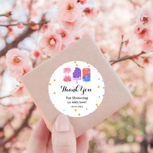 Sticker Rond Popsicle Elle est prête à pop Baby shower