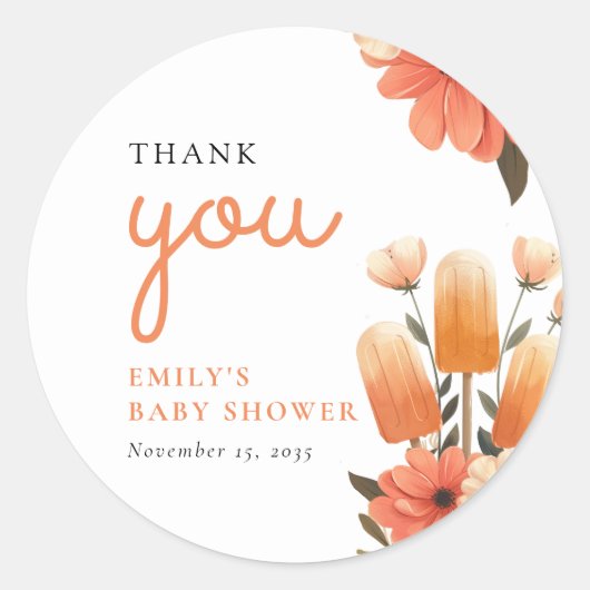 Sticker Rond Popsicle Prêt à Pop Baby shower (Devant)