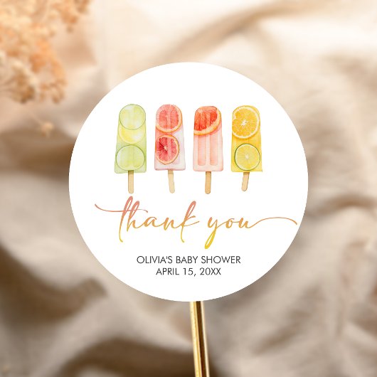 Sticker Rond Popsicle Ready to Pop Baby Shower