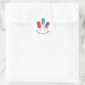 Sticker Rond Popsicle Rouge Blanc Bleu Moderne Minimaliste (Sac)