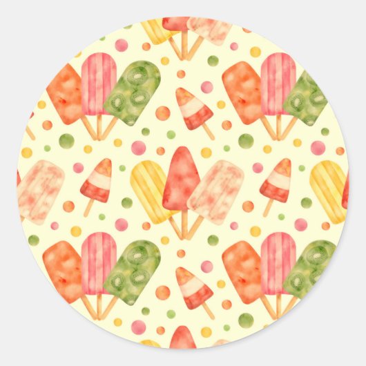 Sticker Rond Popsicles colorés d'aquarelle (Devant)