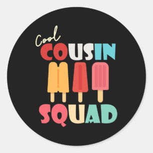Sticker Rond Popsicles Cool Cousin Squad Correspondant Famille