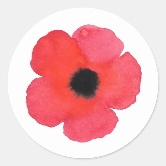 Sticker Rond Populaire rouge Aquarelle (Devant)