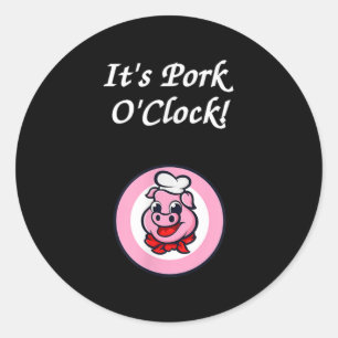 Sticker Rond Porc Horloge Barbecue Chemise Barbecue Grill Fumeu