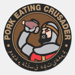 Sticker Rond Porc mangeant le croisé