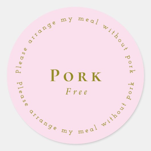 Sticker Rond Pork-Free Request Sticker, Light pink (Devant)