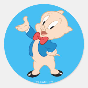 Sticker Rond Porky Pig Pose Classique
