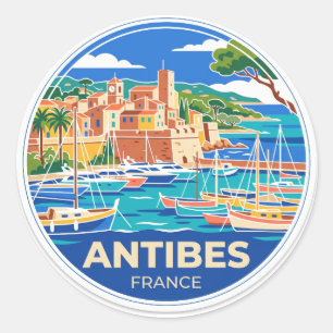 Sticker Rond Port d'Antibes France