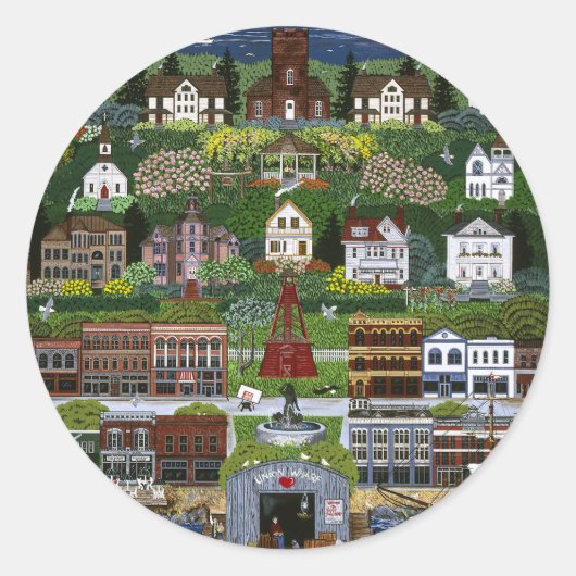 Sticker Rond Port historique Townsend, Washington (Devant)