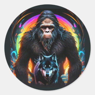 Sticker Rond Portail Bigfoot et Wolf