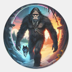Sticker Rond Portail Bigfoot et Wolf