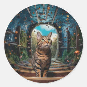 Sticker Rond Portail caché Kitty