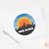 Sticker Rond Porte - clé de style rétro Miami Florida Skyline (Enveloppe)