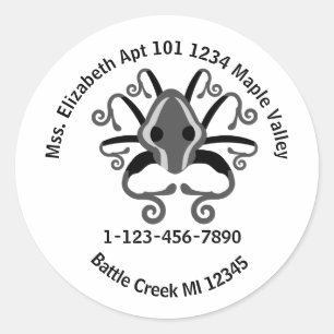 Sticker Rond Porte - clé d'information d'urgence sur les calmar
