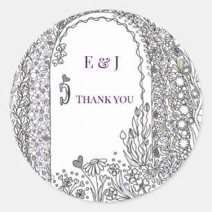 Sticker Rond Porte de jardin florale Mariage Remerciements Clas