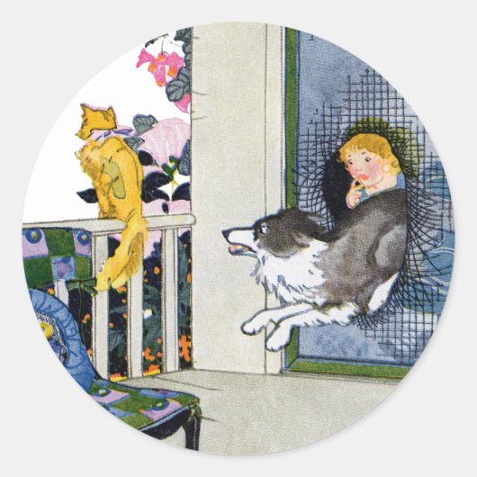 Sticker Rond Porte d'écran Dog Bust pour obtenir chat (Devant)