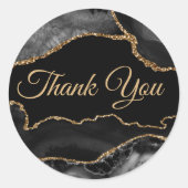 Sticker Rond Porte d'or noir élégant merci (Devant)