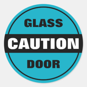 Sticker Rond Porte en verre de prudence - noir et blanc