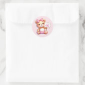 Sticker Rond Porte fille mignonne (Sac)