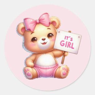 Sticker Rond Porte fille mignonne