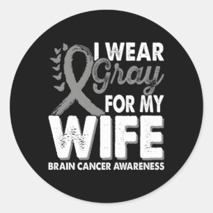 Sticker Rond Porter le gris pour le cerveau Tumeur Cancer Mois 