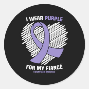 Sticker Rond Porter le violet pour ma fiance Fibromyalgie Sensi