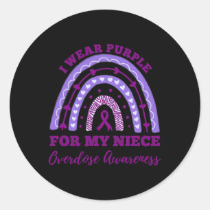 Sticker Rond Porter le violet pour ma nièce la sensibilisation