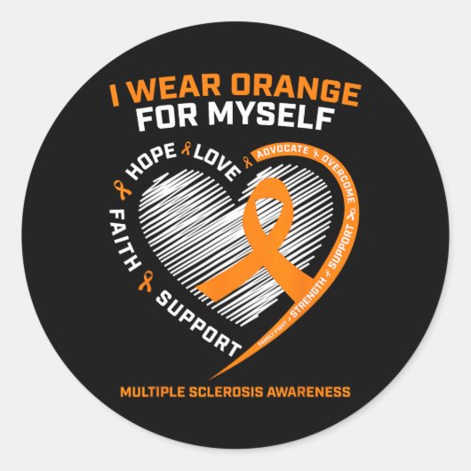 Sticker Rond Porter Orange Moi-même Sclérose en multiple Sensib (Devant)