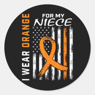 Sticker Rond Porter Orange Niece Sclérose Multiple Ms Drapeaux