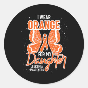 Sticker Rond Porter Orange Pour Ma Fille Papillon Leukemia Awa