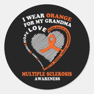 Sticker Rond Porter Orange Pour Ma Grand-Mère Sclérose En Plaqu