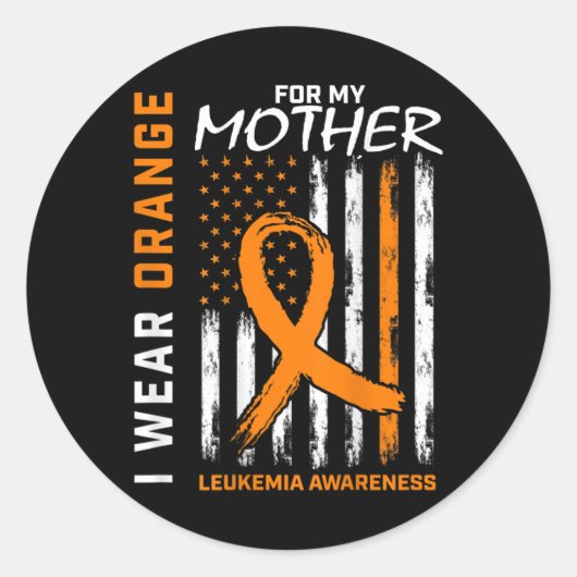 Sticker Rond Porter Orange pour ma mère Leucémie Sensibilisatio (Devant)