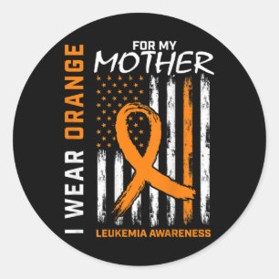 Sticker Rond Porter Orange pour ma mère Leucémie Sensibilisatio
