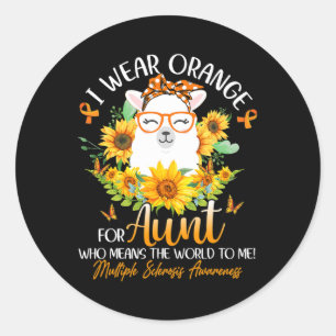 Sticker Rond Porter Orange Pour Ma Tante Ms Awareness Llama Sun