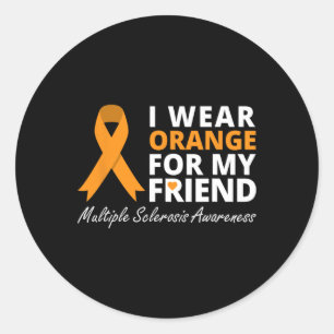 Sticker Rond Porter Orange Pour Mon Ami Ms Awareness Ruban