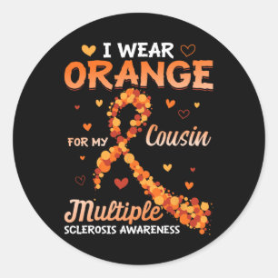 Sticker Rond Porter Orange Pour Mon Cousin Sclérose Multiples A