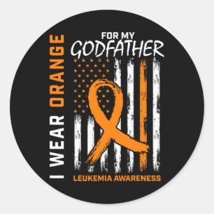 Sticker Rond Porter Orange pour Parrain Leukemia Sensibilisatio