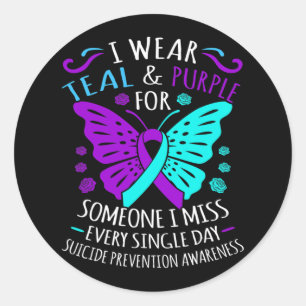 Sticker Rond Porter Turquoise Et Violet Joyeux Suicide Sensibil