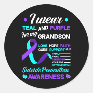 Sticker Rond Porter Turquoise Et Violet Pour Mon Petit-Fils Sui