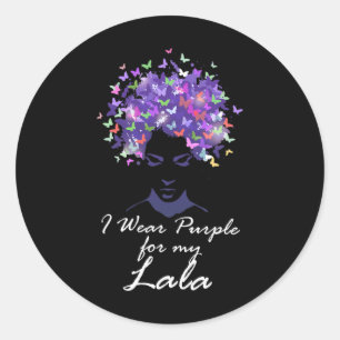 Sticker Rond Porter Violet Pour Ma Mère Lala Soutien Alzheimerh