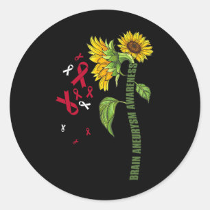Sticker Rond Porteur de tournesol de sensibilisation à l'anévri