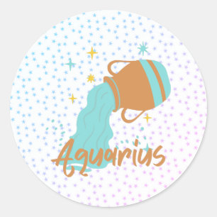 Sticker Rond Porteur d'eau Aquarius moderne Zodiac