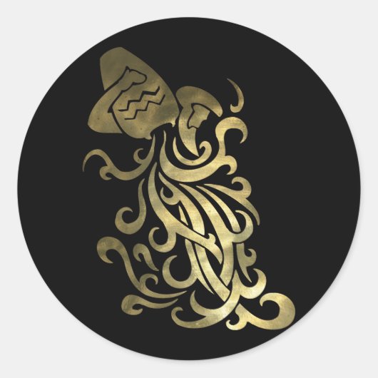 Sticker Rond Porteur d'eau Rustique Gold Aquarius (Devant)