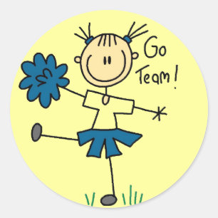 Sticker Rond Porteuse de pompons en bâtonnets Allez l'équipe TS