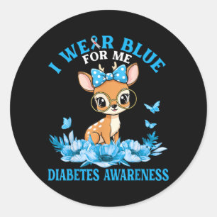 Sticker Rond Portez du bleu pour les mignons cerfs aux fleurs d