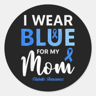 Sticker Rond Portez du bleu pour maman, soutien à la sensibilis