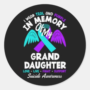 Sticker Rond Portez du sarcelle et du violet en mémoire de peti