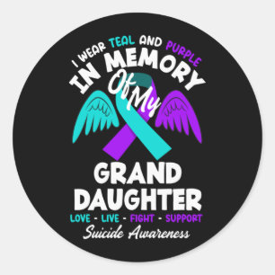 Sticker Rond Portez du sarcelle et du violet en mémoire de votr