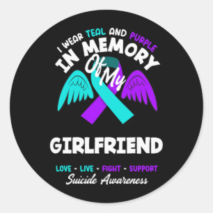 Sticker Rond Portez du sarcelle et du violet en mémoire de votr