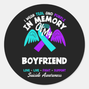 Sticker Rond Portez du sarcelle et du violet en mémoire de votr